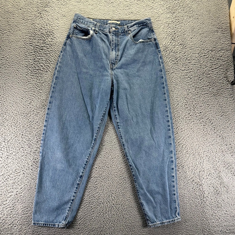 Levi's Jeans Womens 31x28 Blue Cotton Denim Tapered High Loose Travel Workwear‎
